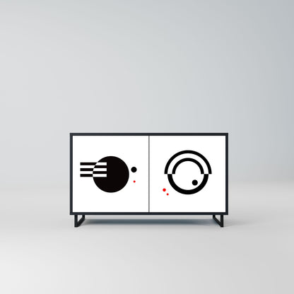 Credenza a 2 ante COMBINAZIONE BIANCO E NERO in finitura nera