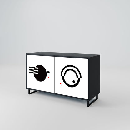 Credenza a 2 ante COMBINAZIONE BIANCO E NERO in finitura nera