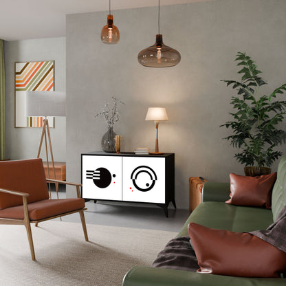 Credenza a 2 ante COMBINAZIONE BIANCO E NERO in finitura nera