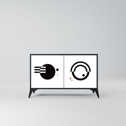 Credenza a 2 ante COMBINAZIONE BIANCO E NERO in finitura nera