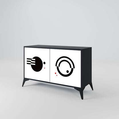 Credenza a 2 ante COMBINAZIONE BIANCO E NERO in finitura nera