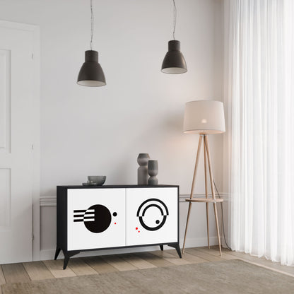 Credenza a 2 ante COMBINAZIONE BIANCO E NERO in finitura nera