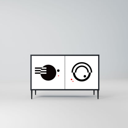 Credenza a 2 ante COMBINAZIONE BIANCO E NERO in finitura nera