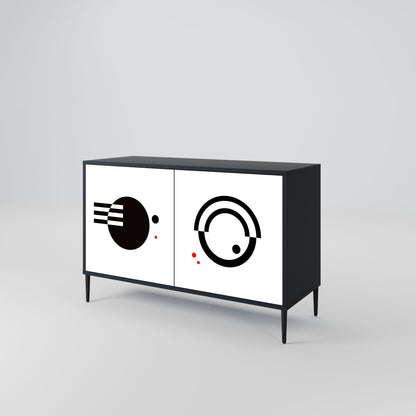 Credenza a 2 ante COMBINAZIONE BIANCO E NERO in finitura nera
