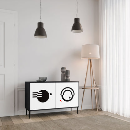 Credenza a 2 ante COMBINAZIONE BIANCO E NERO in finitura nera