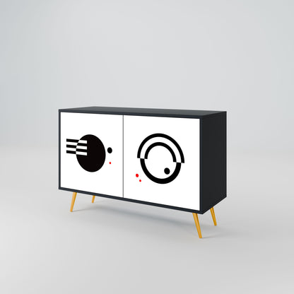 Credenza a 2 ante COMBINAZIONE BIANCO E NERO in finitura nera