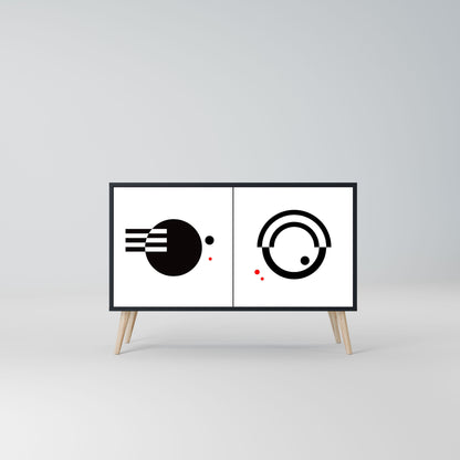 Credenza a 2 ante COMBINAZIONE BIANCO E NERO in finitura nera