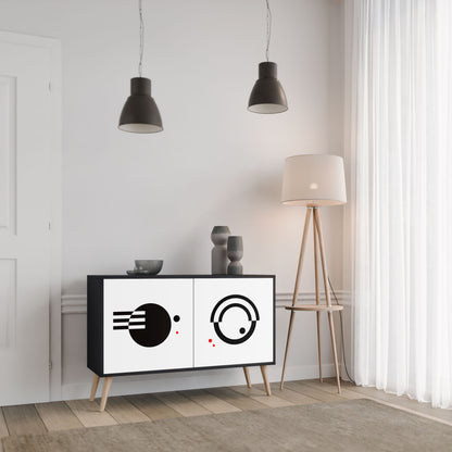 Credenza a 2 ante COMBINAZIONE BIANCO E NERO in finitura nera