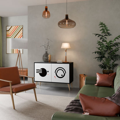 Credenza a 2 ante COMBINAZIONE BIANCO E NERO in finitura nera
