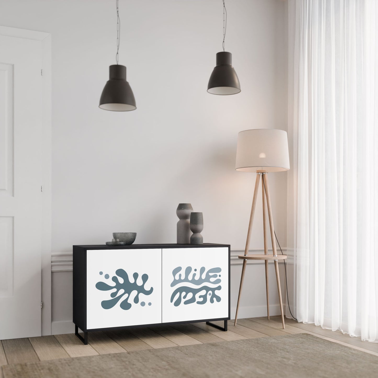 WONDERLAND VEGETATION 2-Door Sideboard in Black Finish