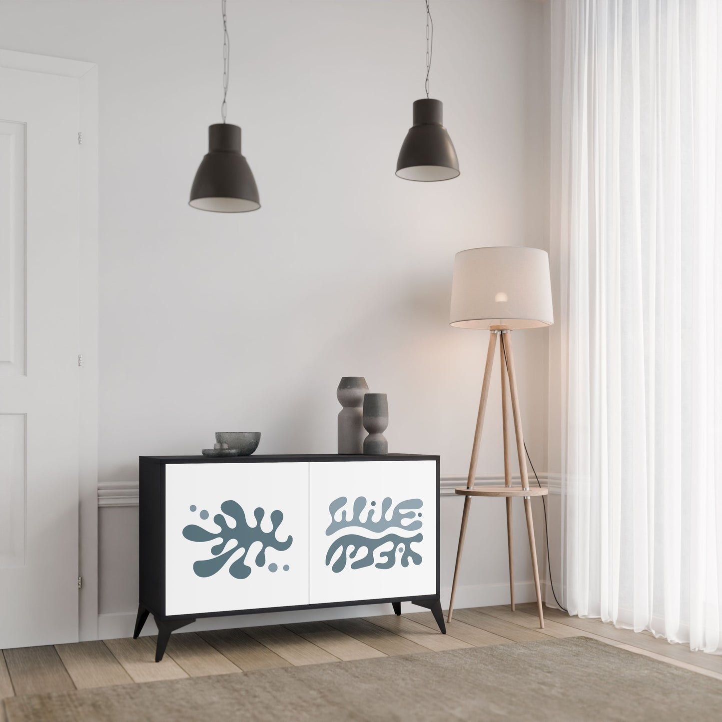 WONDERLAND VEGETATION 2-Door Sideboard in Black Finish
