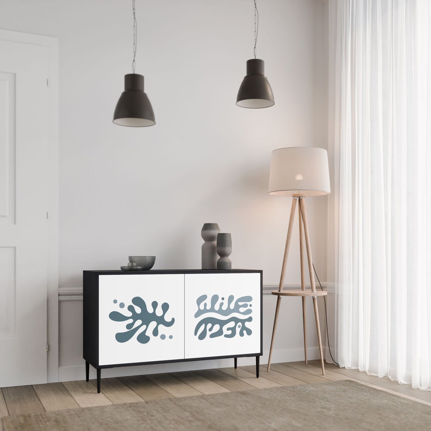 WONDERLAND VEGETATION 2-Door Sideboard in Black Finish