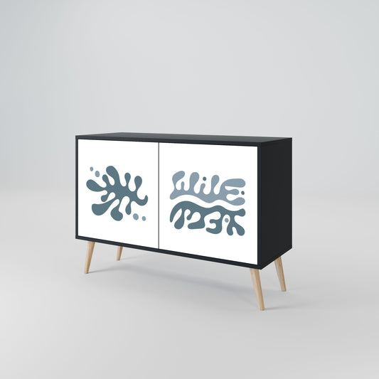 Credenza a 2 ante WONDERLAND VEGETATION in finitura nera