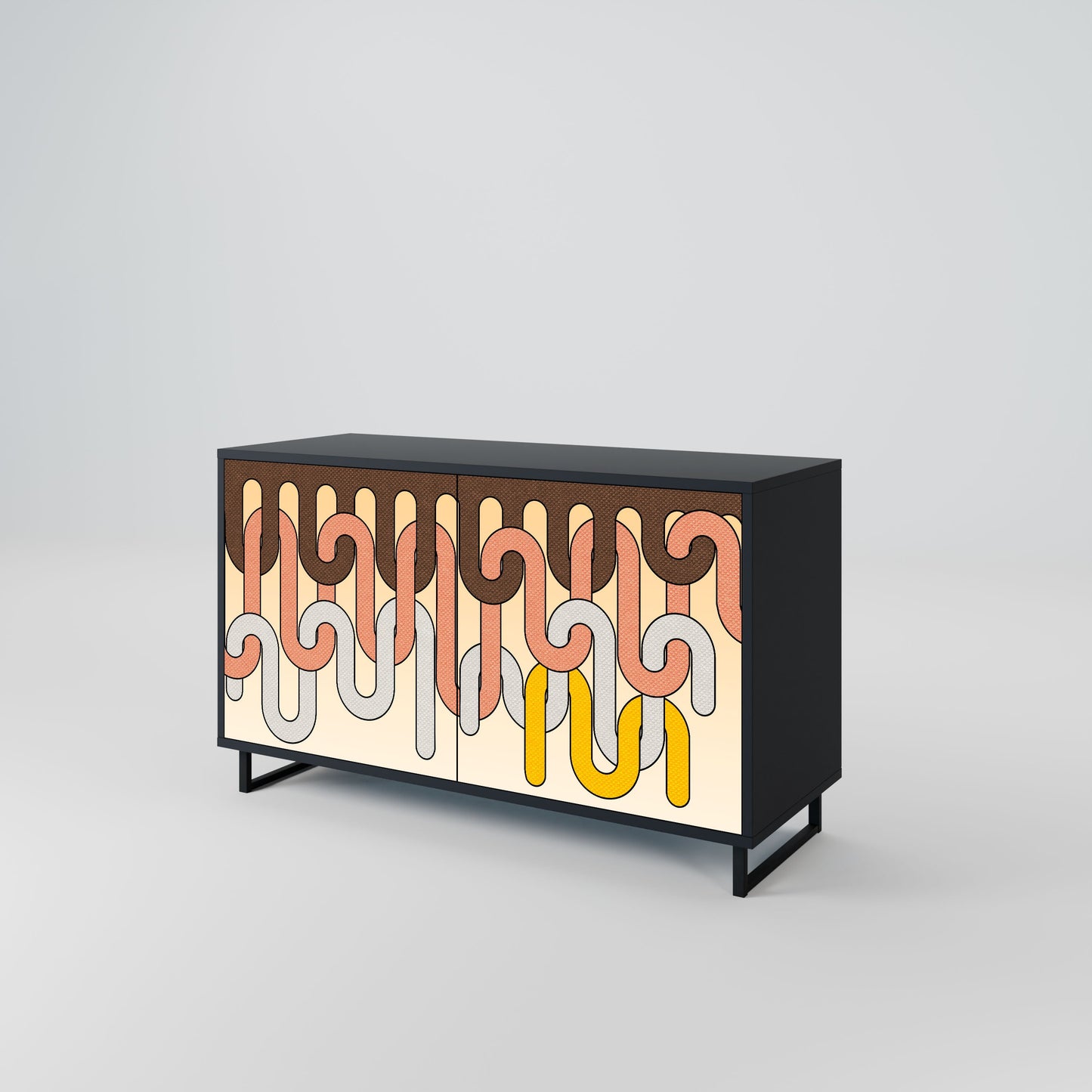 Credenza a 2 ante COLORFUL STRINGS in finitura nera
