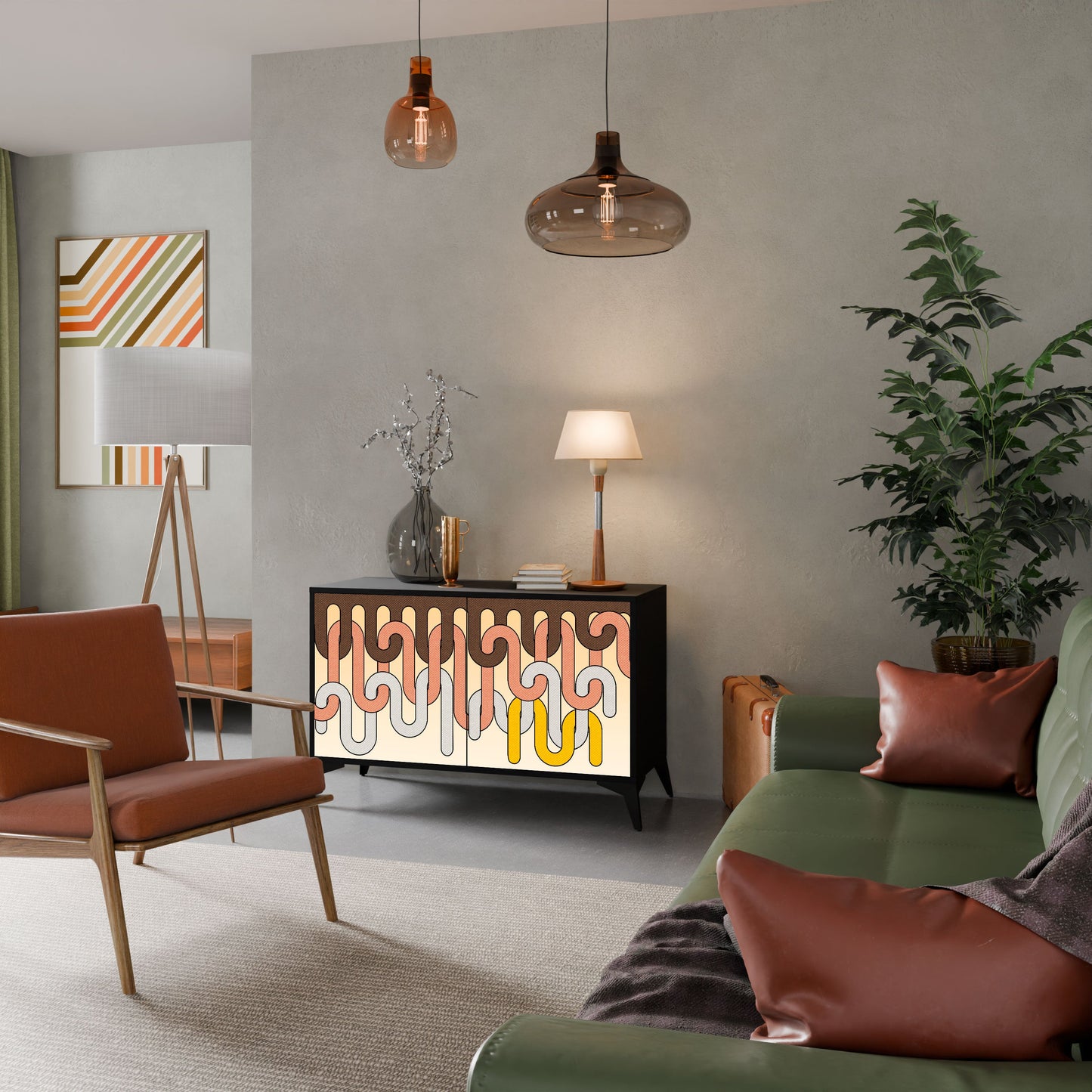 Credenza a 2 ante COLORFUL STRINGS in finitura nera