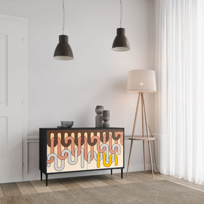 Credenza a 2 ante COLORFUL STRINGS in finitura nera