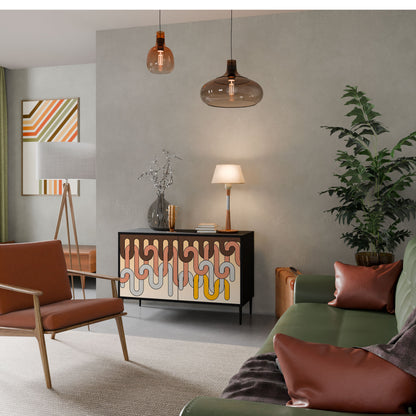 Credenza a 2 ante COLORFUL STRINGS in finitura nera