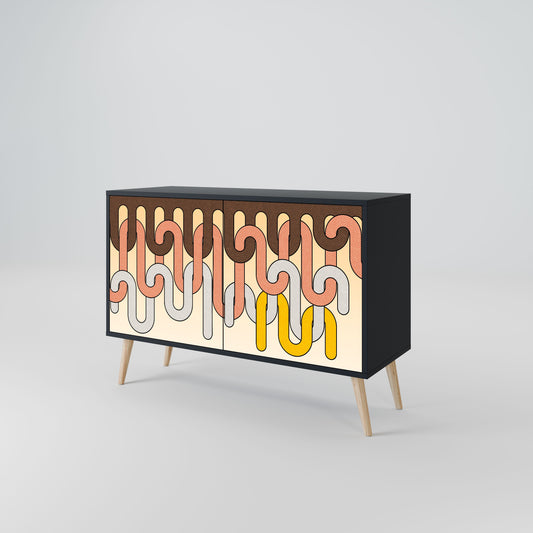 Credenza a 2 ante COLORFUL STRINGS in finitura nera