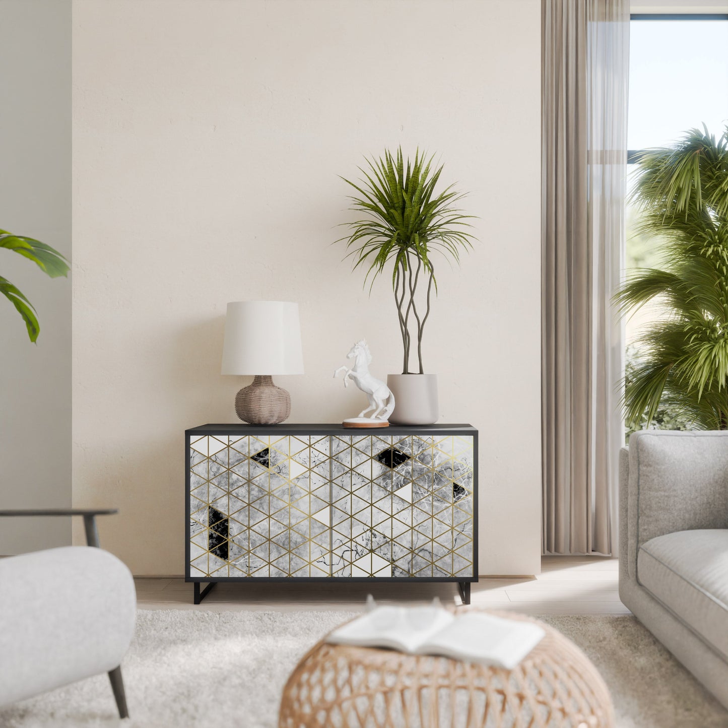 Credenza ASHEN ARIA a 2 ante in finitura nera