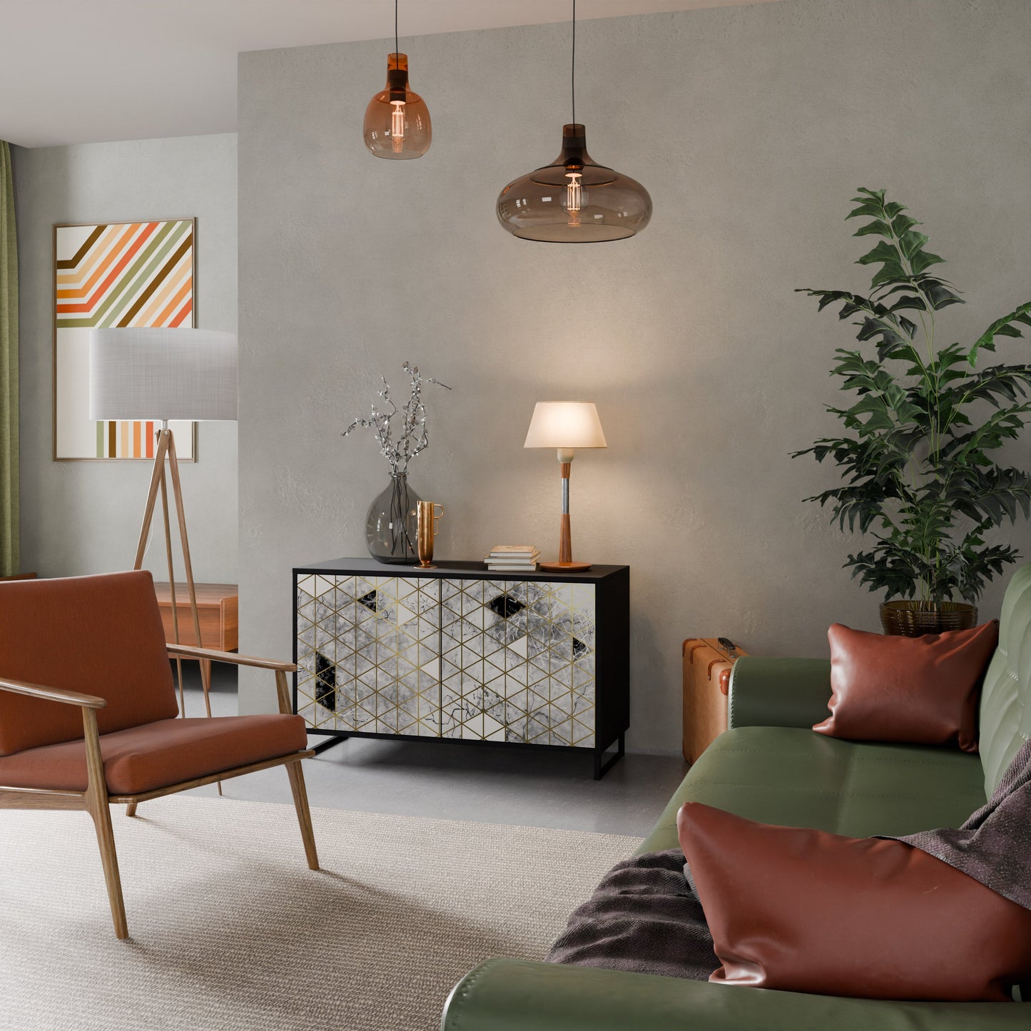 Credenza ASHEN ARIA a 2 ante in finitura nera