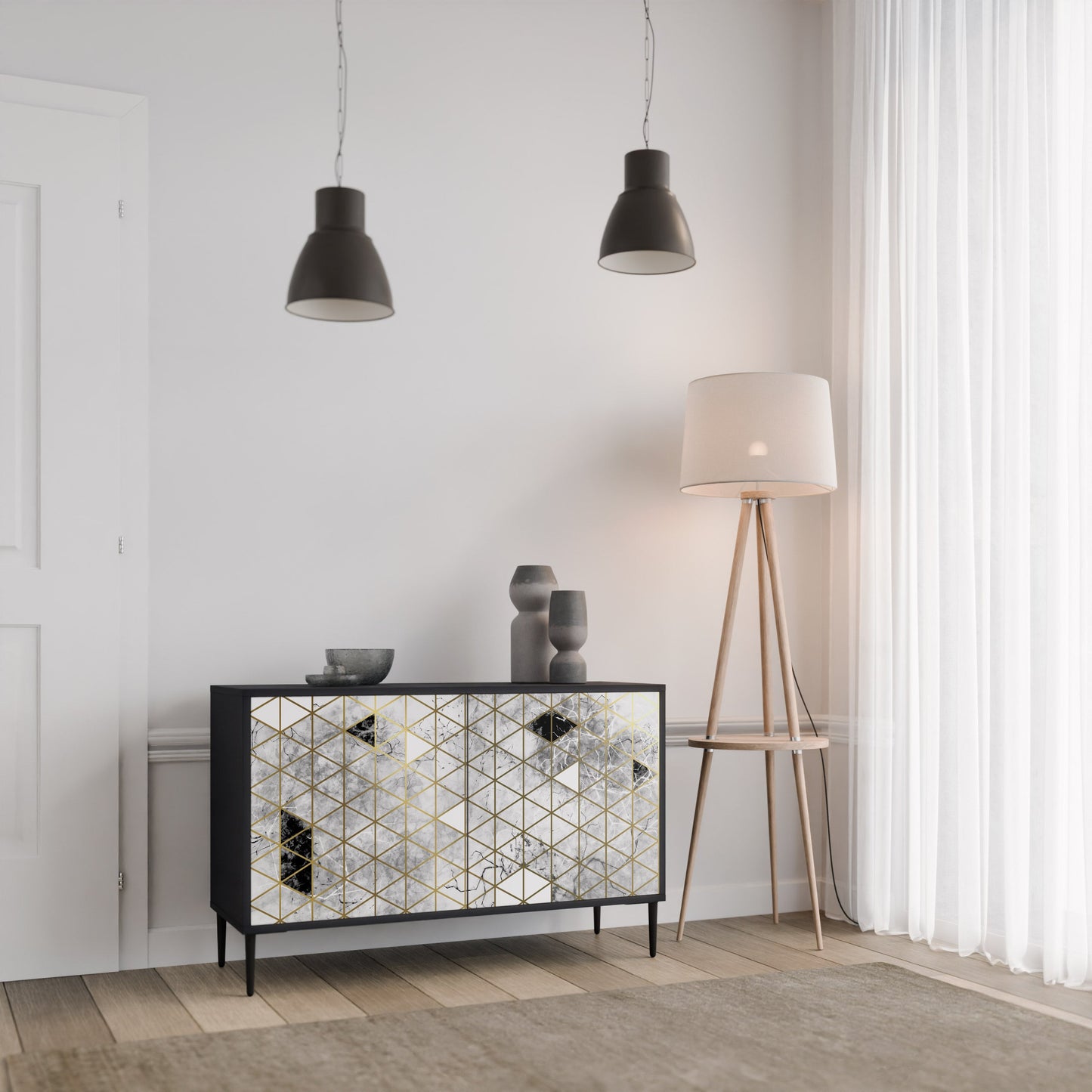 Credenza ASHEN ARIA a 2 ante in finitura nera