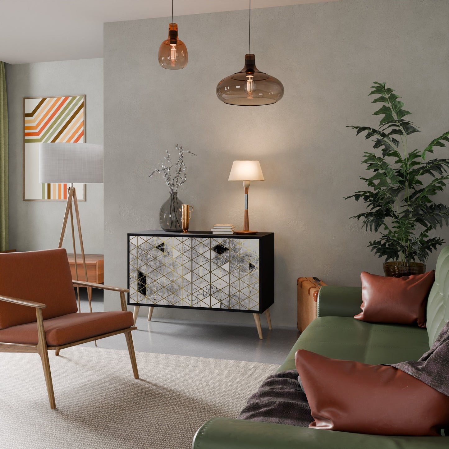 Credenza ASHEN ARIA a 2 ante in finitura nera