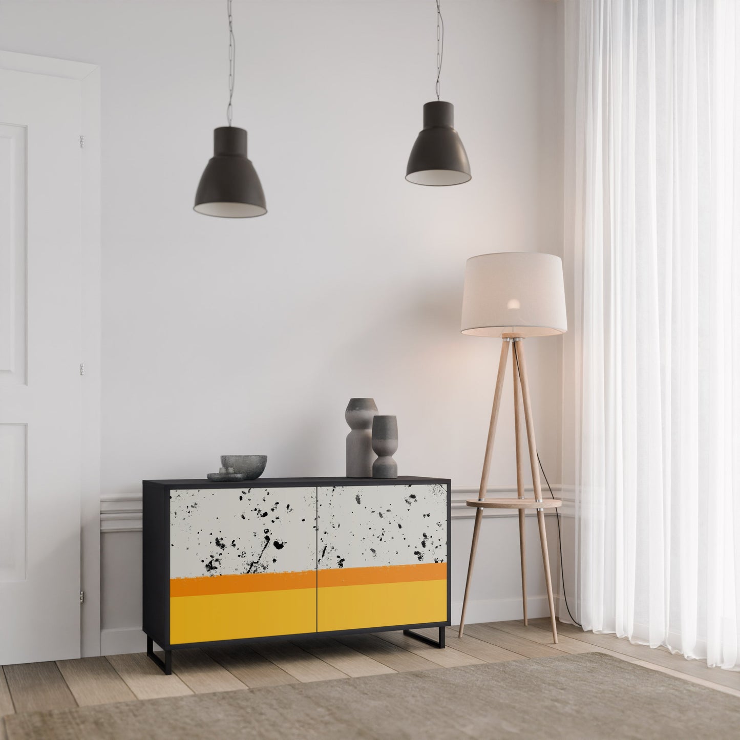 Credenza a 2 ante DYED BY ORANGE in finitura nera