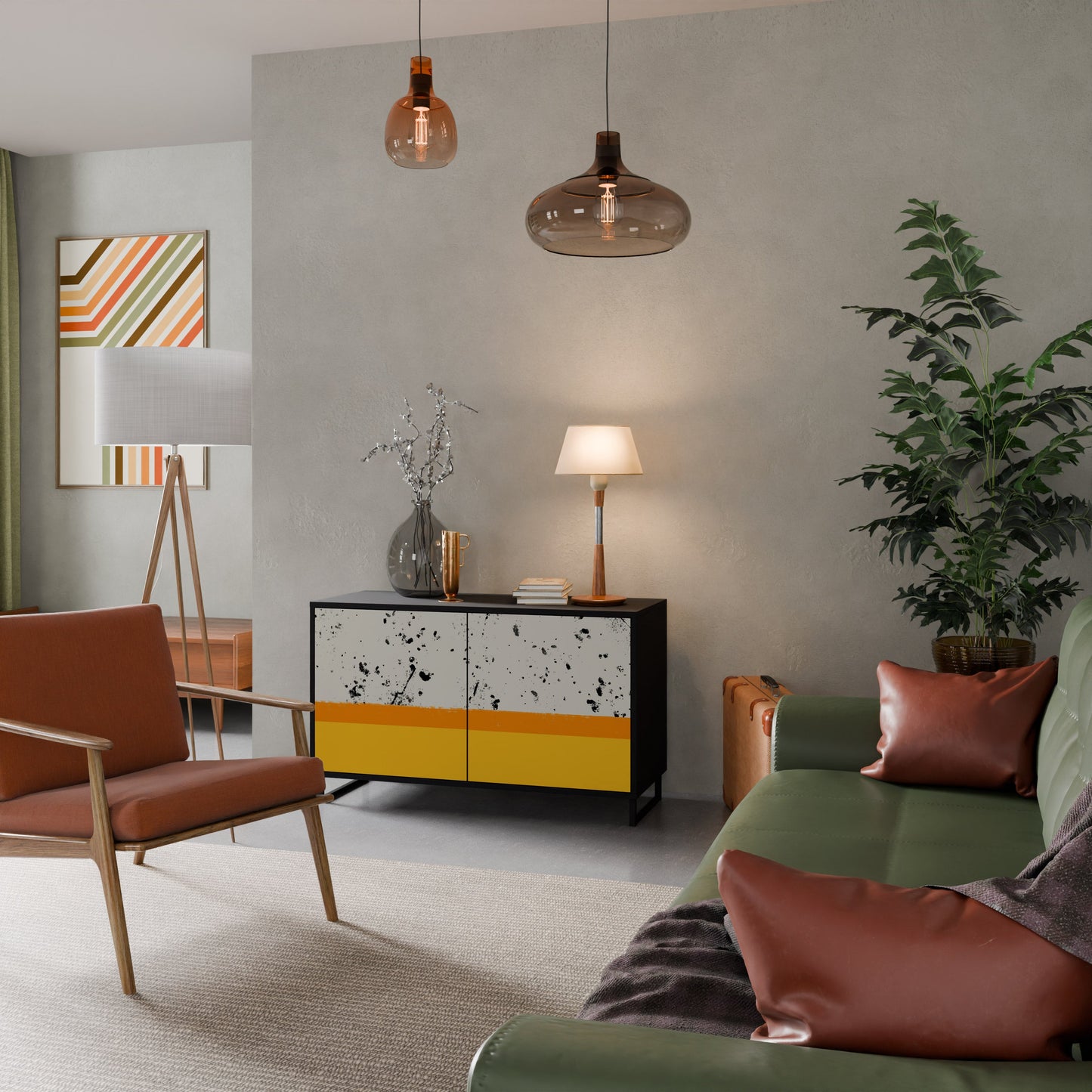 Credenza a 2 ante DYED BY ORANGE in finitura nera