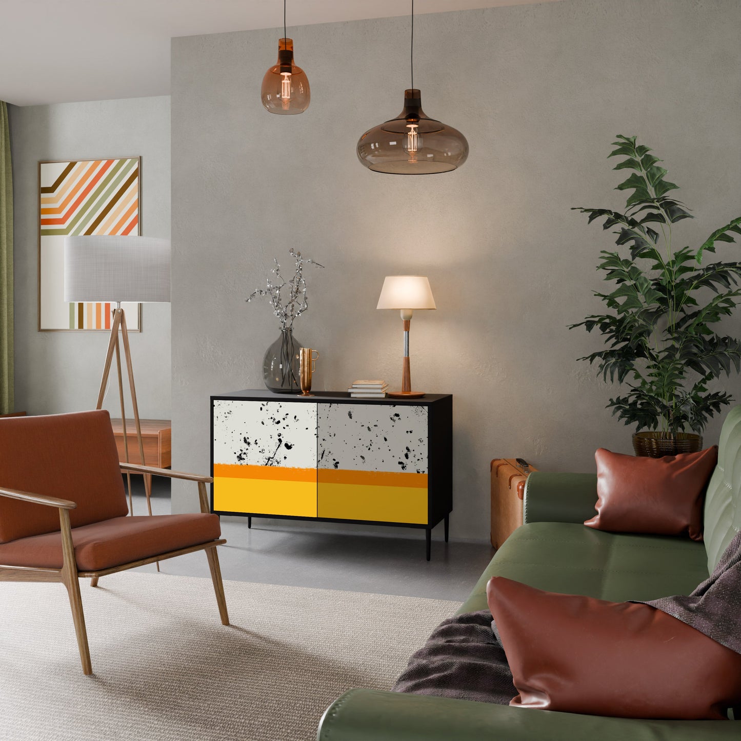 Credenza a 2 ante DYED BY ORANGE in finitura nera