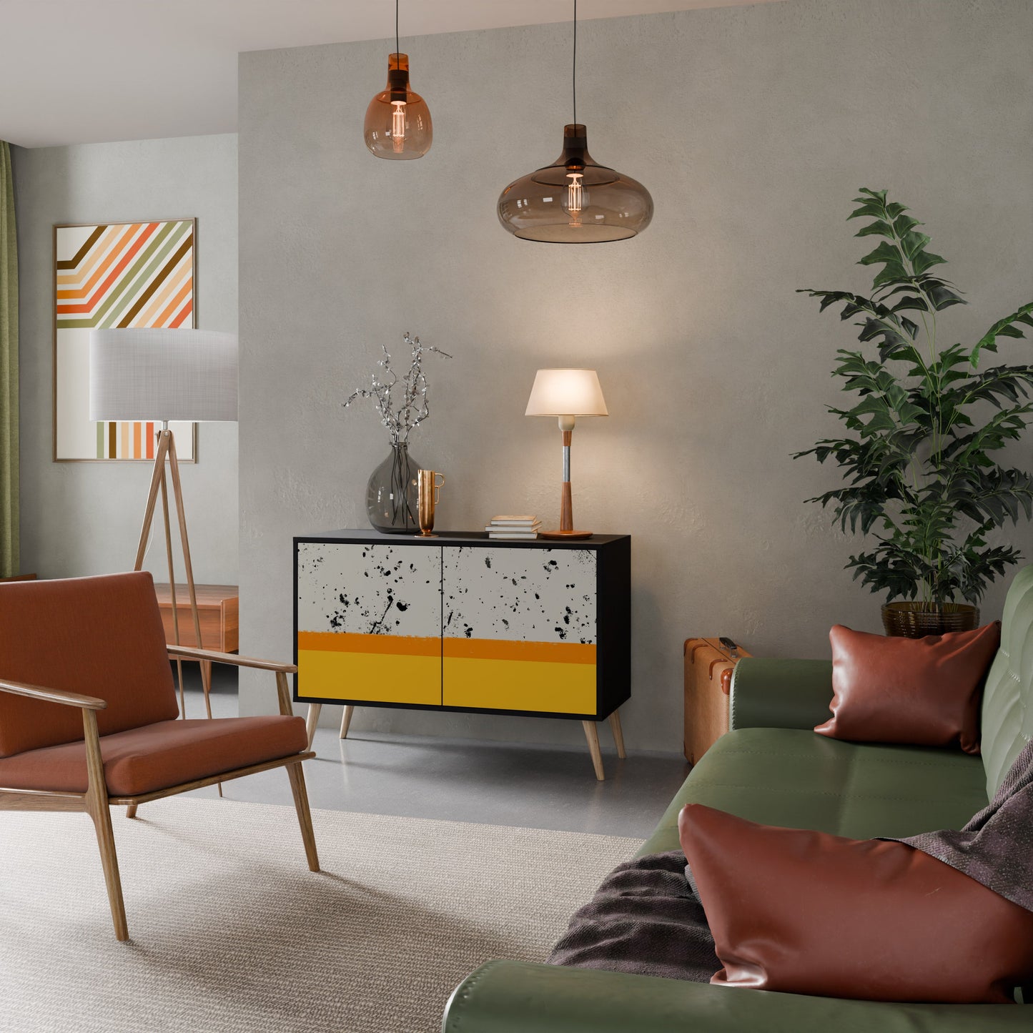 Credenza a 2 ante DYED BY ORANGE in finitura nera