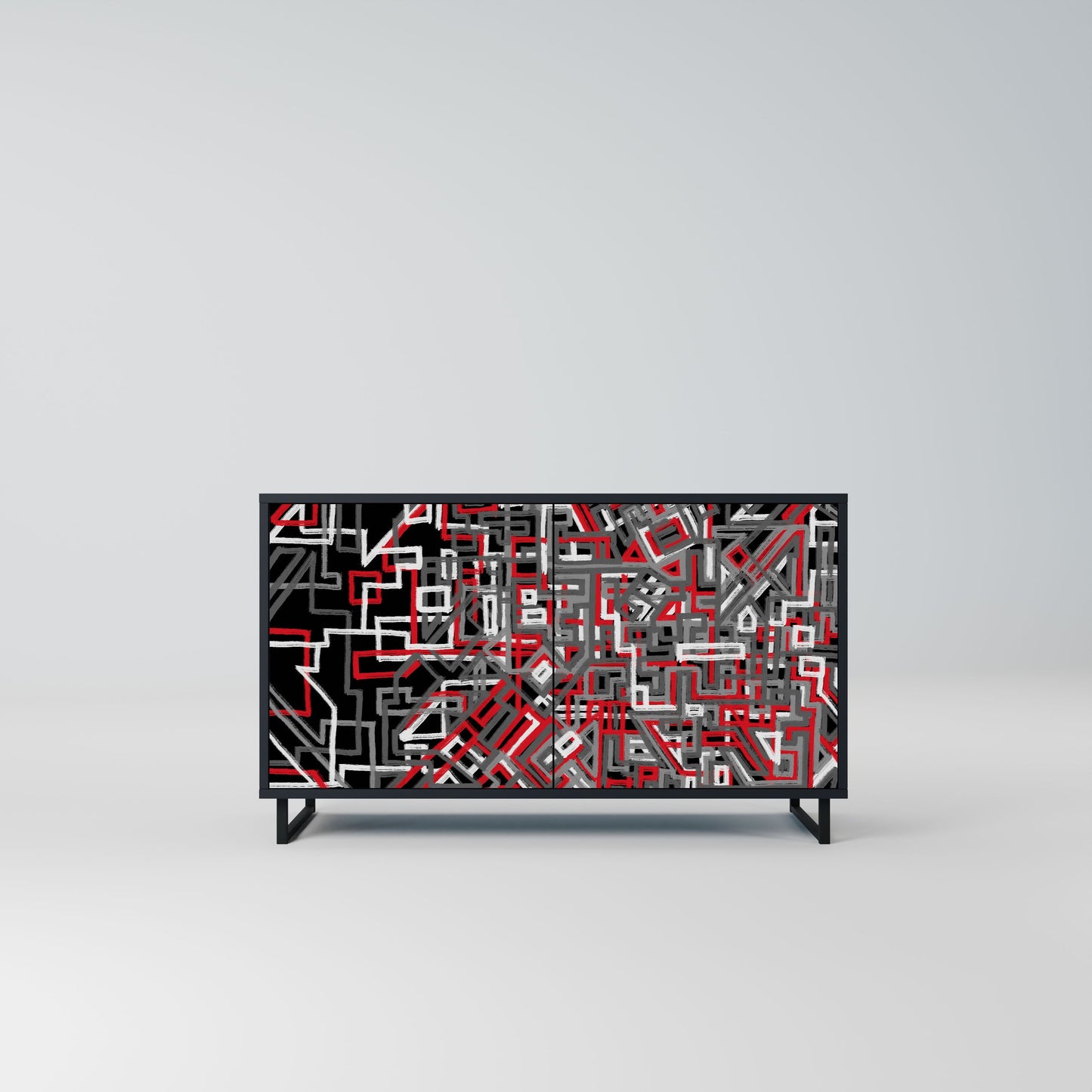 Credenza BROKEN LINES a 2 ante in finitura nera