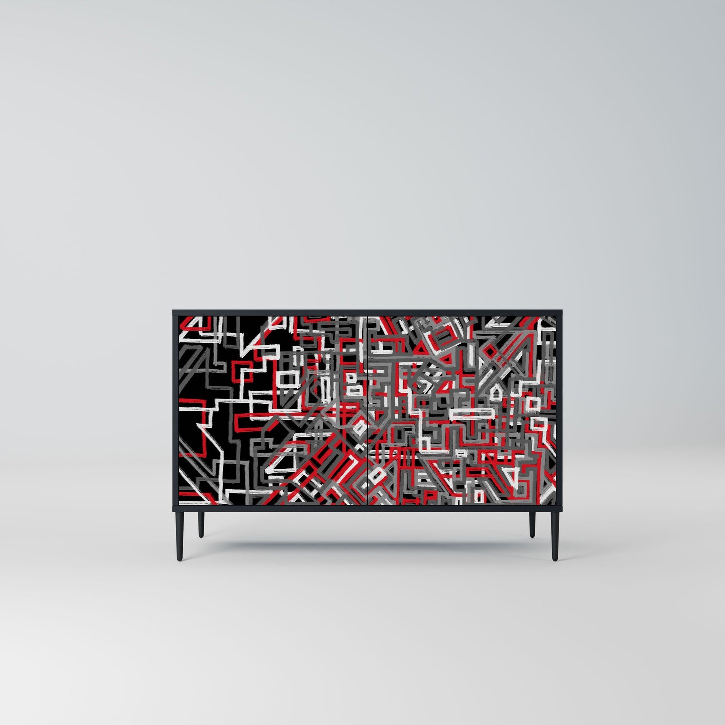 Credenza BROKEN LINES a 2 ante in finitura nera