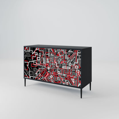 Credenza BROKEN LINES a 2 ante in finitura nera