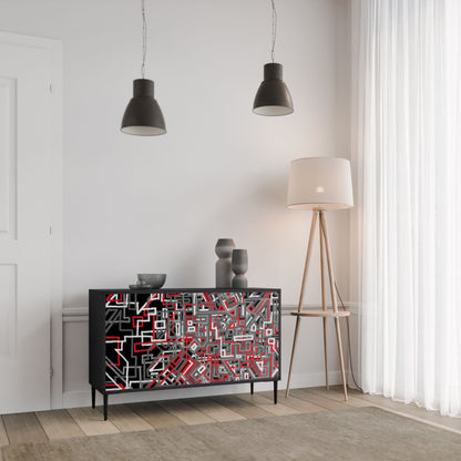 Credenza BROKEN LINES a 2 ante in finitura nera