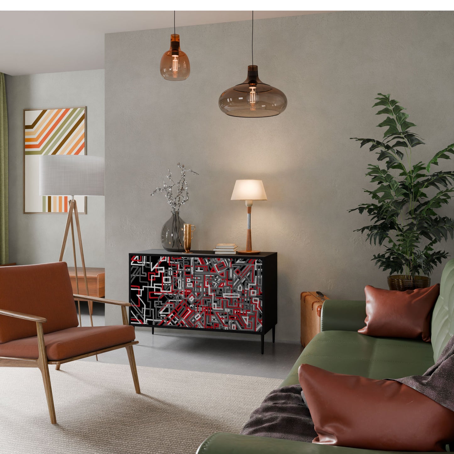 Credenza BROKEN LINES a 2 ante in finitura nera