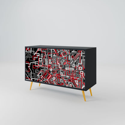 Credenza BROKEN LINES a 2 ante in finitura nera