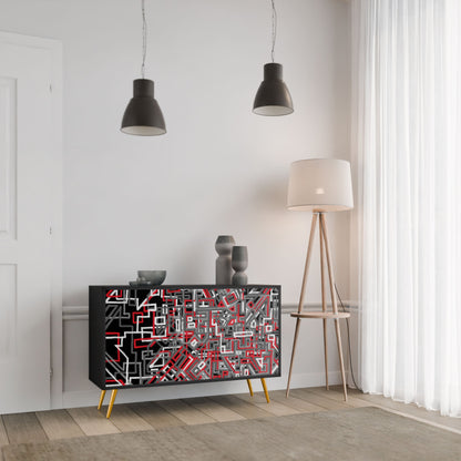 Credenza BROKEN LINES a 2 ante in finitura nera