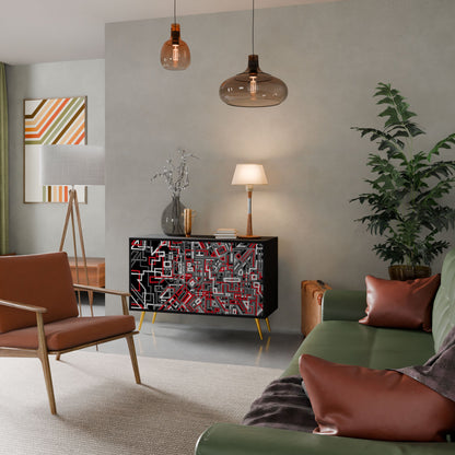 Credenza BROKEN LINES a 2 ante in finitura nera