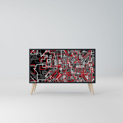 Credenza BROKEN LINES a 2 ante in finitura nera