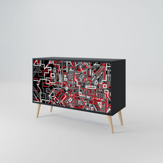 Credenza BROKEN LINES a 2 ante in finitura nera