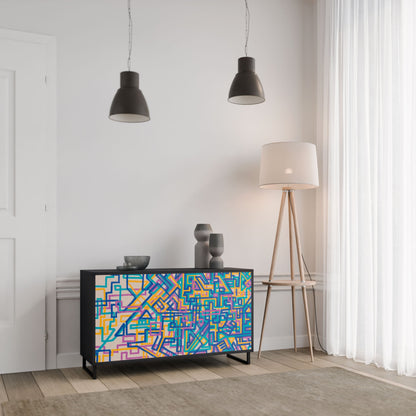 Credenza MEMORIES MAP a 2 ante in finitura nera