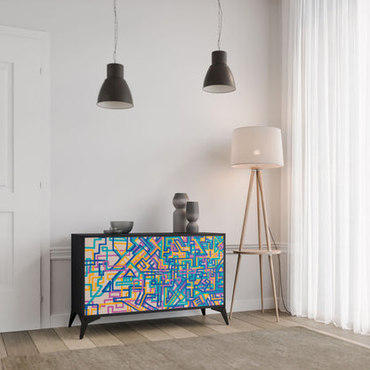 Credenza MEMORIES MAP a 2 ante in finitura nera