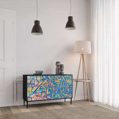 Credenza MEMORIES MAP a 2 ante in finitura nera