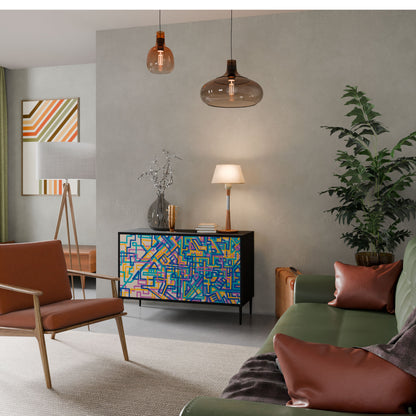 Credenza MEMORIES MAP a 2 ante in finitura nera