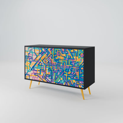 Credenza MEMORIES MAP a 2 ante in finitura nera