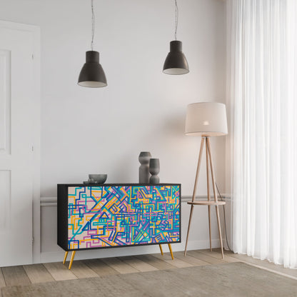 Credenza MEMORIES MAP a 2 ante in finitura nera