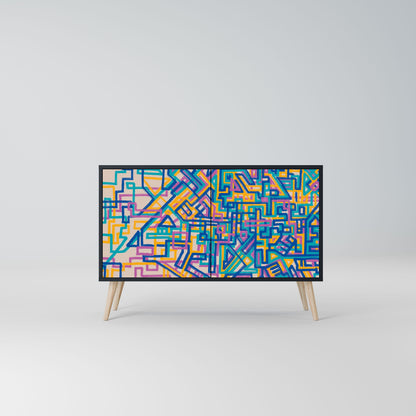 Credenza MEMORIES MAP a 2 ante in finitura nera