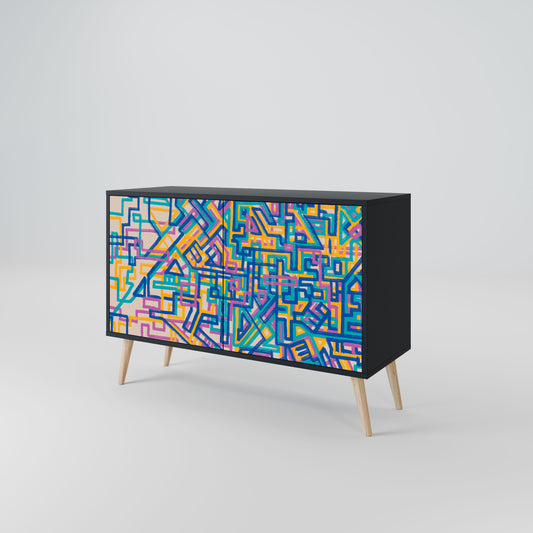 Credenza MEMORIES MAP a 2 ante in finitura nera