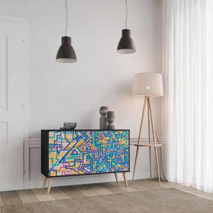 Credenza MEMORIES MAP a 2 ante in finitura nera