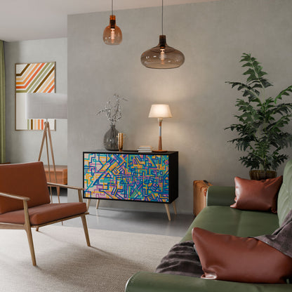 Credenza MEMORIES MAP a 2 ante in finitura nera